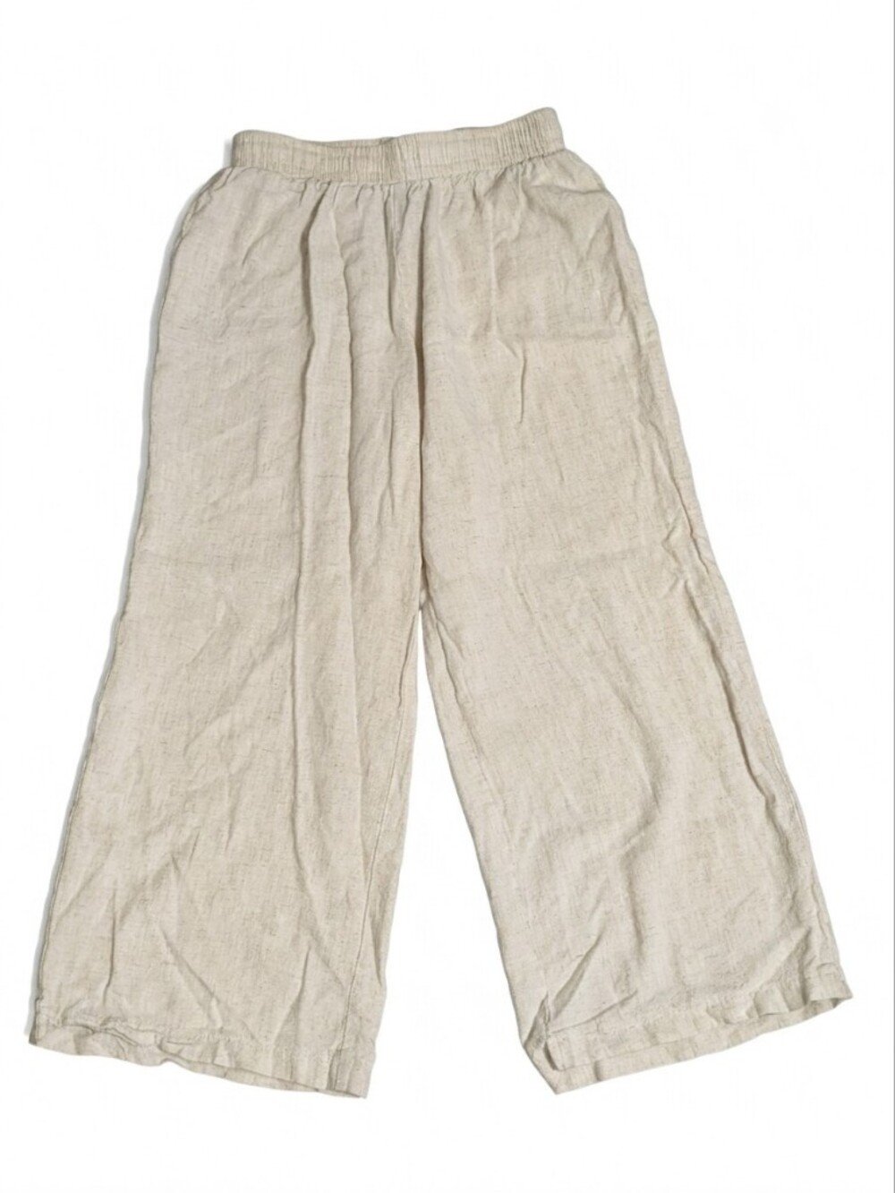 Princess Polly Linen Blend Wide Leg Pants US 2 Beige Cream Drawstring Elastic